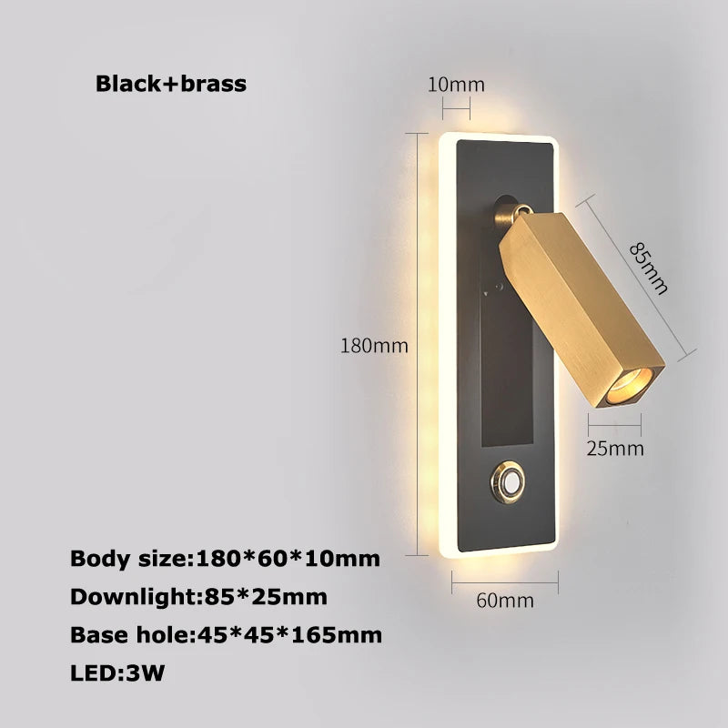 applique murale led rotative avec interrupteur pour lecture - vue 21 sur 23