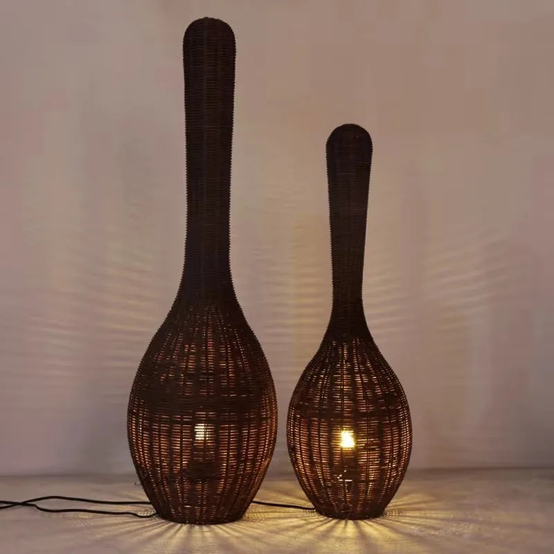 lampadaire en bambou design wabi sabi pour décoration intérieure unique - vue 7 sur 18