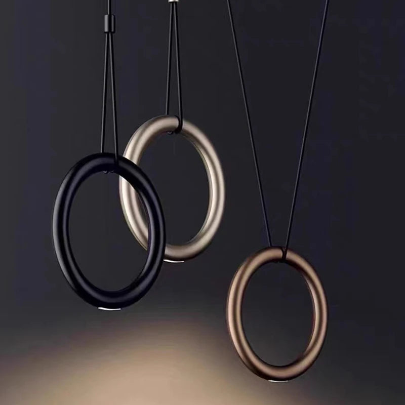 suspension anneau design art déco 4000k cordon réglable - vue 2 sur 10