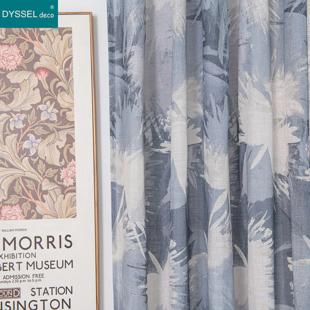 Rideau motif feuilles style naturel pour salon chambre - vue 3 sur 8
