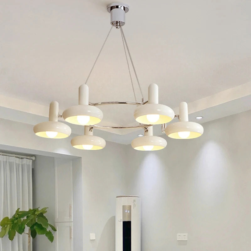 Lustre led bauhaus blanc métal salon suspendu