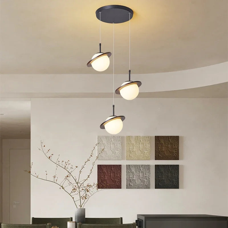 lampe led suspendue design nordique moderne boule de verre créative - vue 4 sur 12