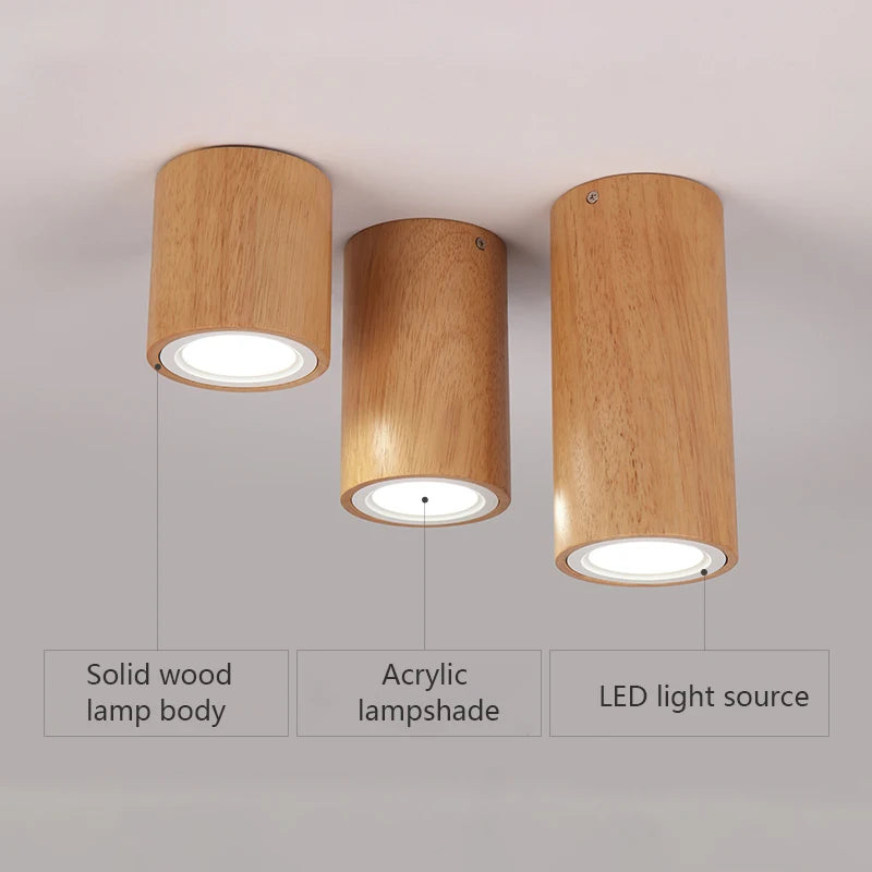 Lampe plafonnier moderne bois surface - vue 4 sur 12