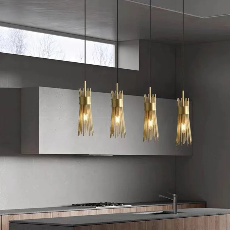 lustre en cuivre plein led décoratif pour maison créatif - vue 4 sur 16