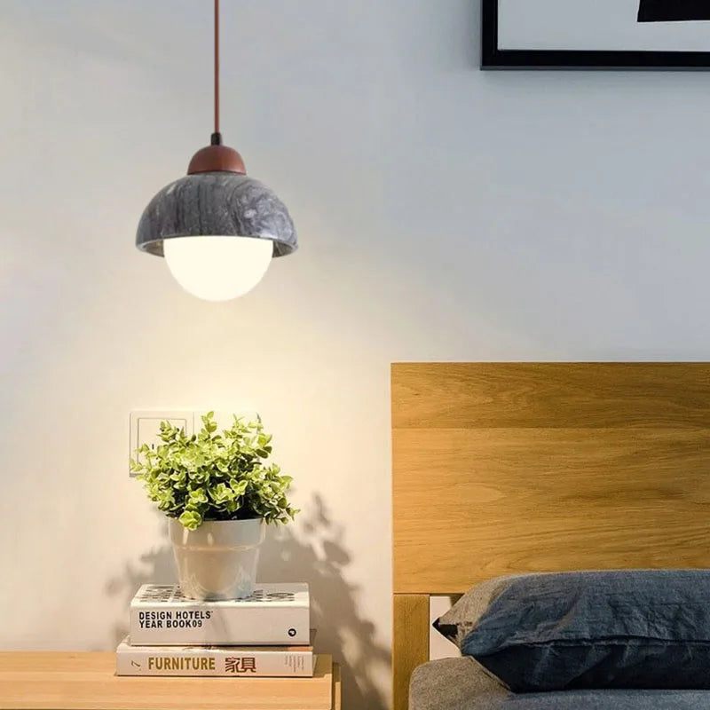 suspension moderne en marbre et bois pour bar - vue 2 sur 9