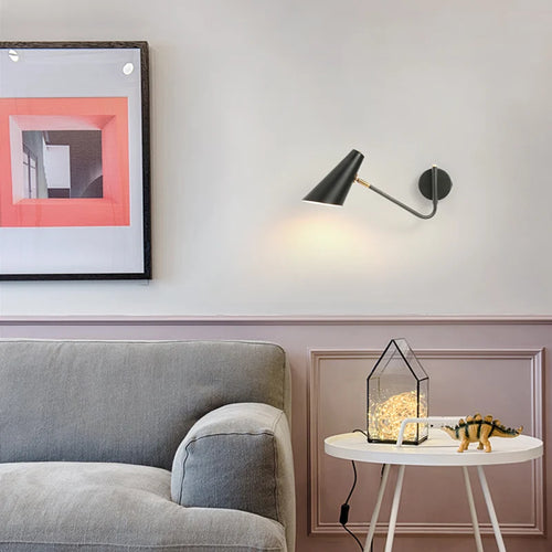 Applique murale réglable interrupteur vintage led flexible noir/or