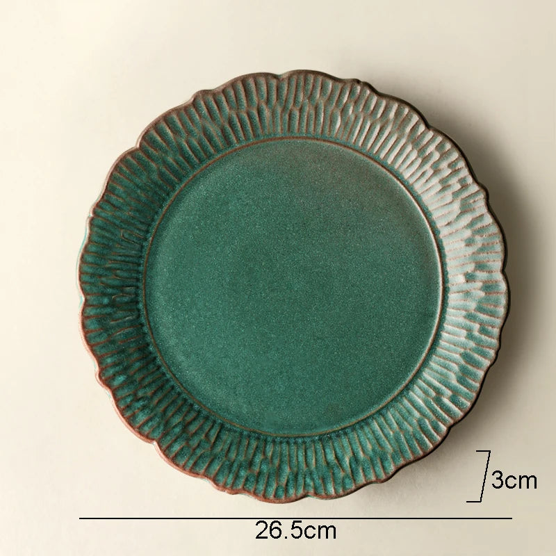Assiettes plates céramique relief rétro restaurant élégantes