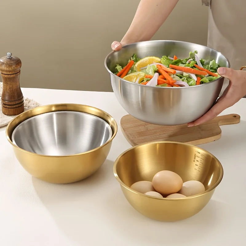 Set trois bols acier inoxydable cuisine mélange salades - vue 5 sur 5
