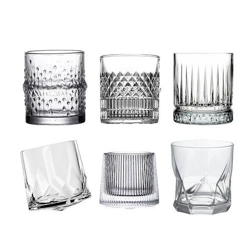 Verres whisky old fashioned motif relief vintage