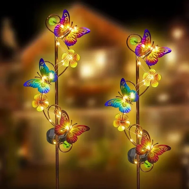lampe solaire à led papillon décorative pour jardin extérieur