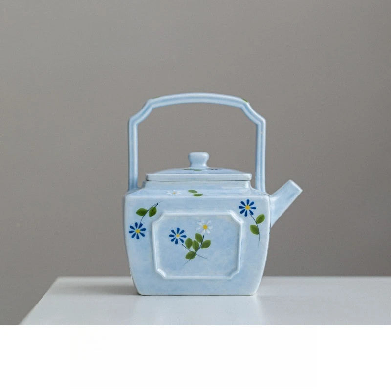Théière marguerite peinte main porcelaine filtre kung fu