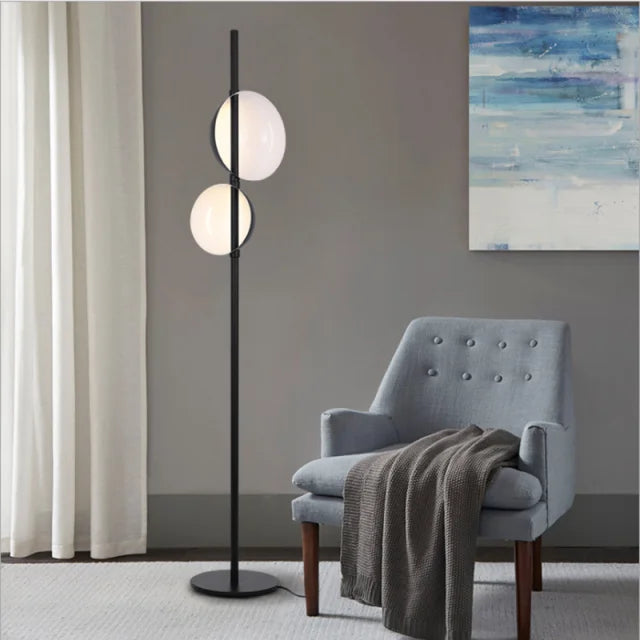 Lampadaire vintage noir or LED minimaliste Superluna Lampadaire Double Abat-jour lecture chevet salon lampadaires