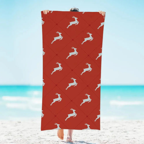 serviette de plage microfibre motif cerf seche rapide
