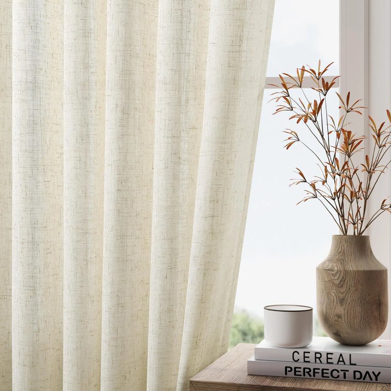 Voilage faux lin sur mesure extra long salon