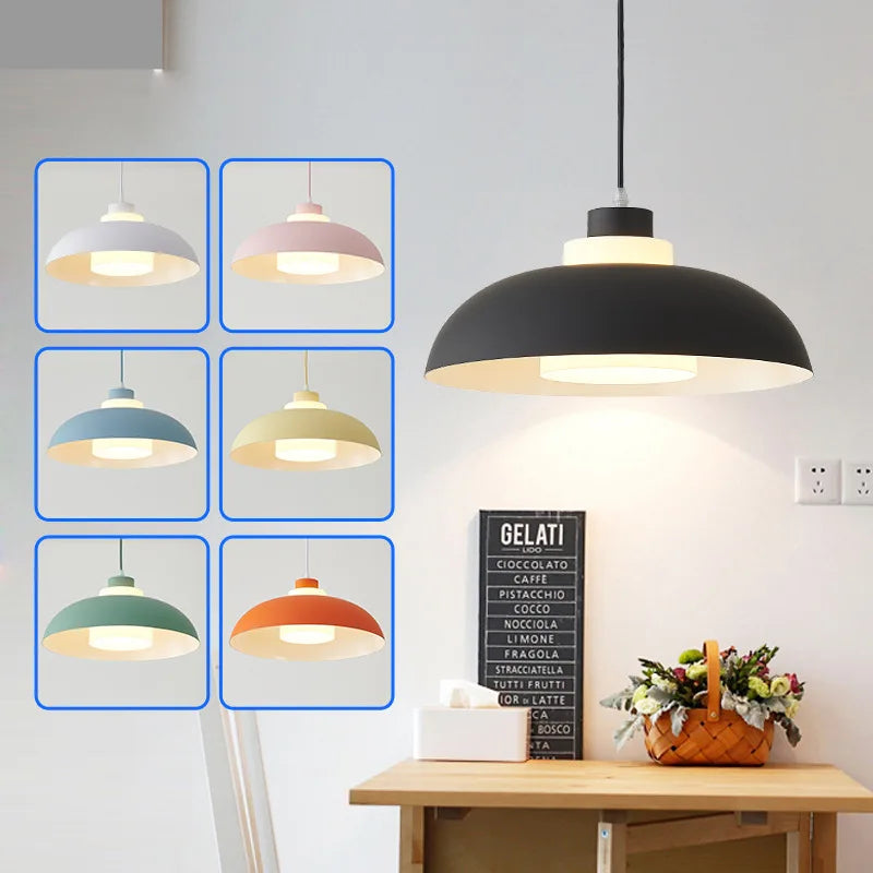 Simple 	 moderne nordique LED créatif Macaron UFO barre lumineuse chambre chevet bureau salle de classe salle à manger suspension