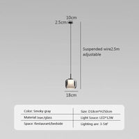 Suspension LED moderne en verre gris fumé à trois têtes