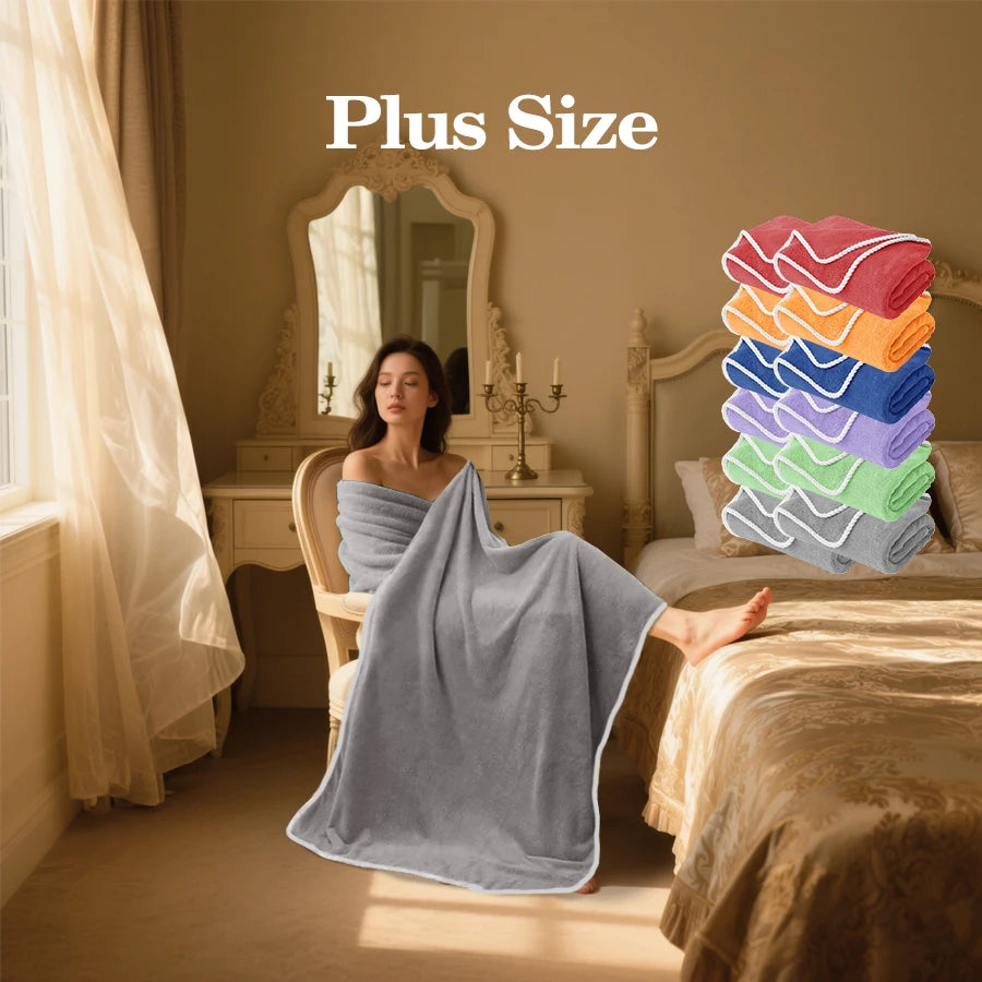serviette de bain polaire corail large seche rapide - vue 5 sur 7