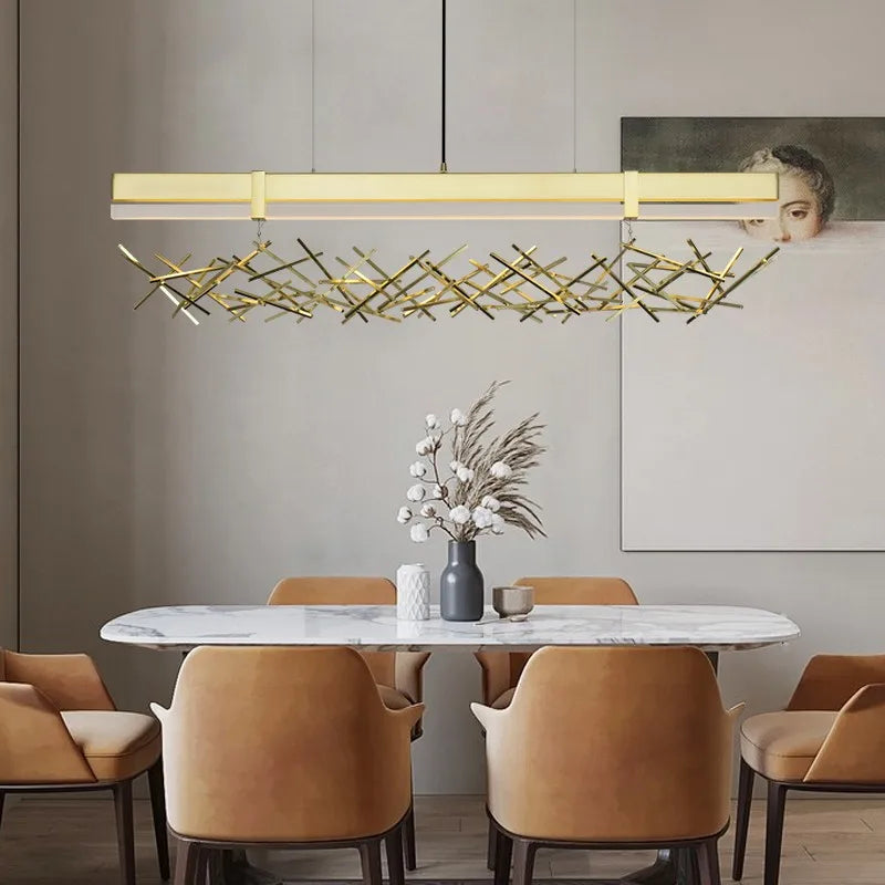 lustre led nordique postmoderne en acier inoxydable et acrylique - vue 5 sur 8