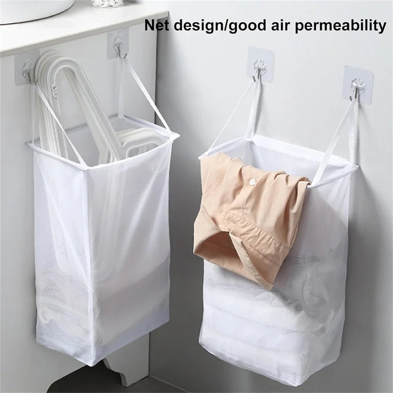 sac filet suspendu pour rangement de vêtements sales