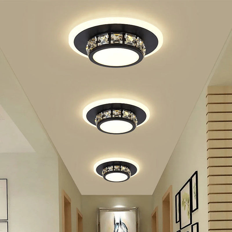 Plafonniers en cristal modernes lampe à LED pour salon chambre étude blanc noir Surface montée éclairage décoration lustre
