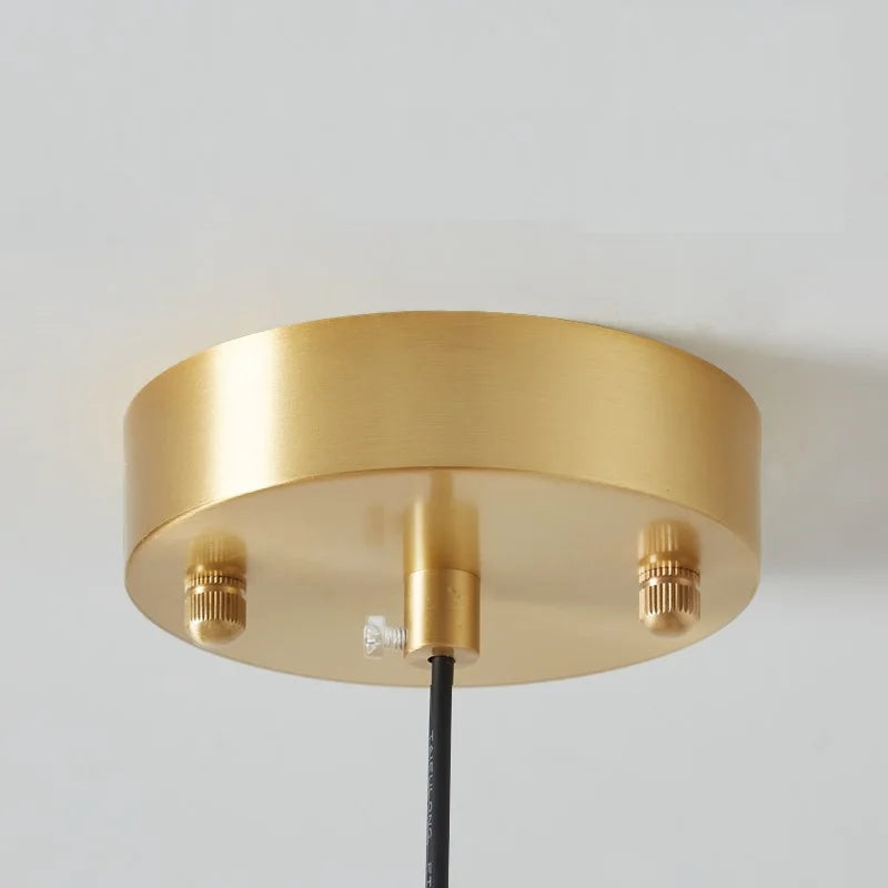 Suspension bauhaus LED en verre et métal doré - vue 6 sur 20