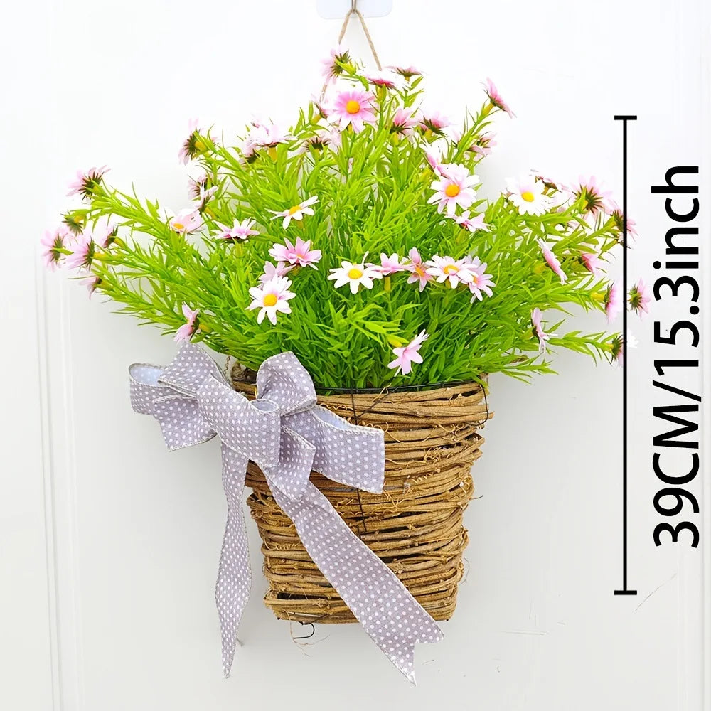 panier de fleurs artificielles couronne de printemps pour décoration de Pâques - vue 8 sur 10