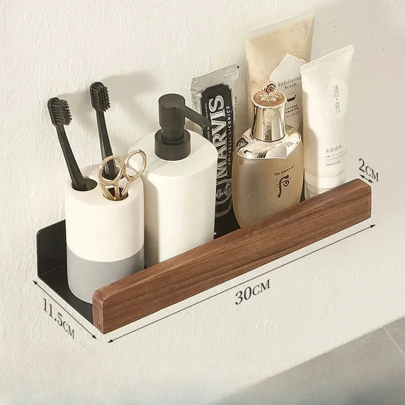étagère murale en bois massif pour rangement pratique sans perforation - vue 8 sur 10
