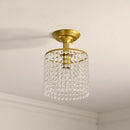 Lustre LED cristal verre doré