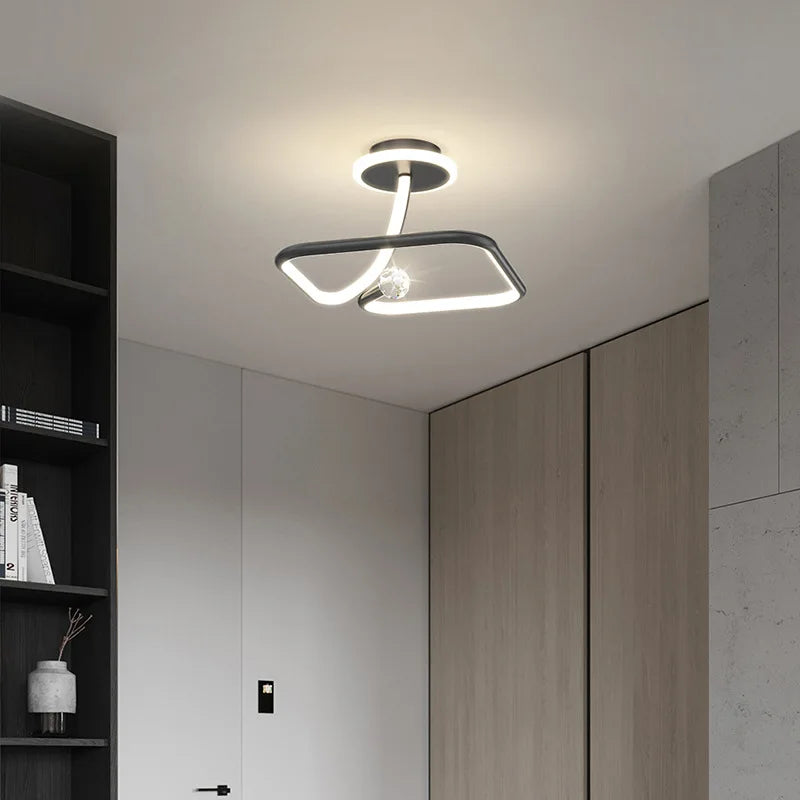 Plafonnier rond avec boule en cristal à LED - vue 4 sur 18