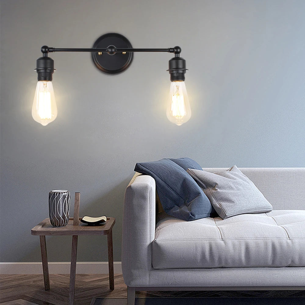 applique murale vintage à led avec 2 têtes rétro - vue 3 sur 7