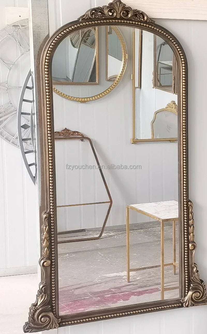miroir mural antique doré design industriel rond décoration intérieure - vue 7 sur 7