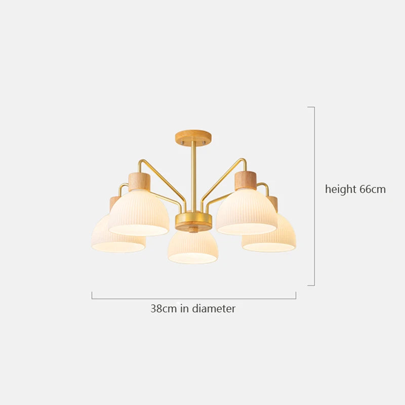 Plafonnier de chambre à coucher nordique minimaliste LED lampes en verre en bois salon étude Restaurant café Luminaires d'éclairage