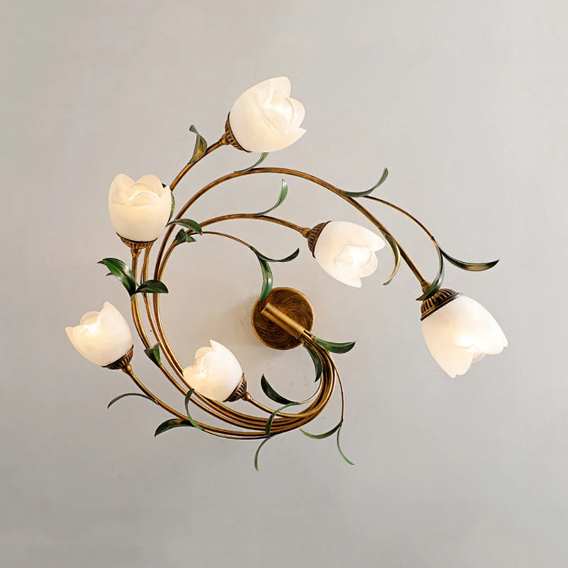 Plafonnier fleurs verre pastoral nordique led viridiplantae - vue 5 sur 8