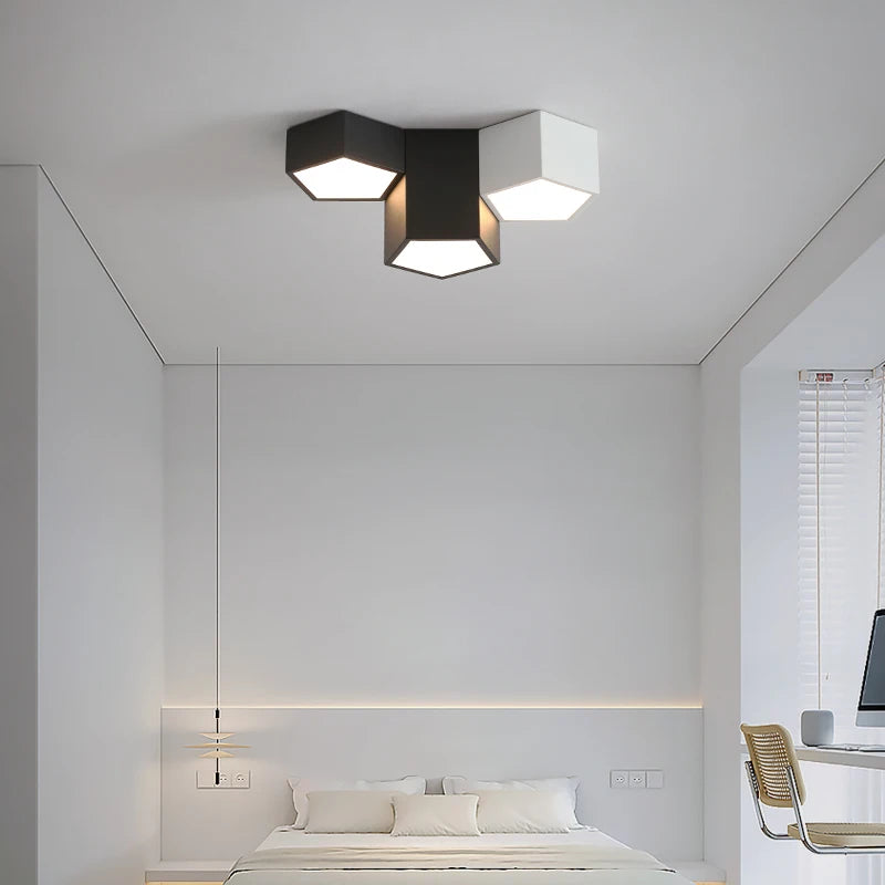Lustre Lumières Géométrique Simple Moderne Luminaire Décor - vue 7 sur 15