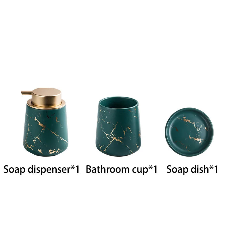 distributeur de savon en céramique et accessoires de bain complets - vue 13 sur 18
