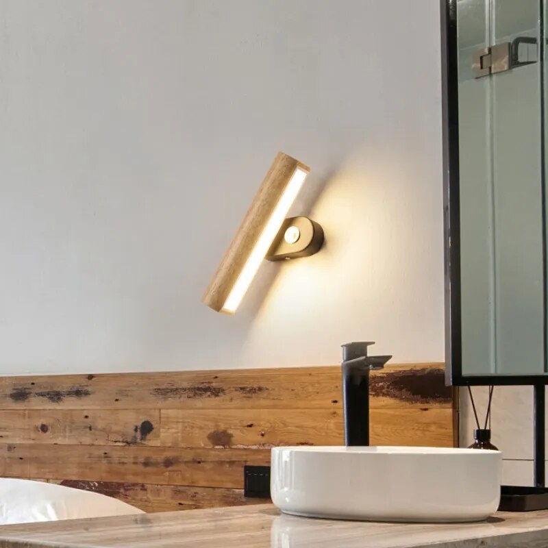 Applique murale LED Rotatives en bois arrondi - vue 4 sur 8
