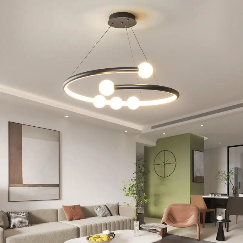 lustre minimaliste en verre design pour éclairage moderne - vue 2 sur 10