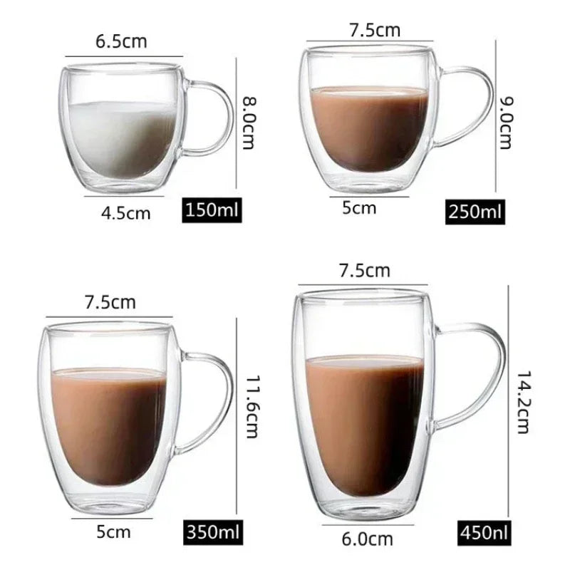Mug double paroi en verre borosilicate avec anse - vue 7 sur 7