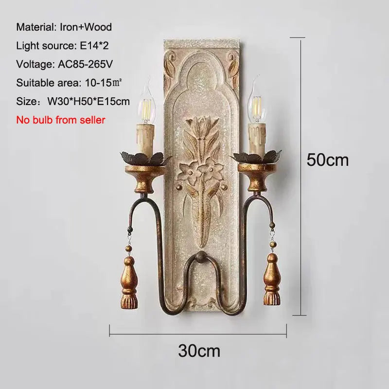applique murale vintage en bois massif style américain et français