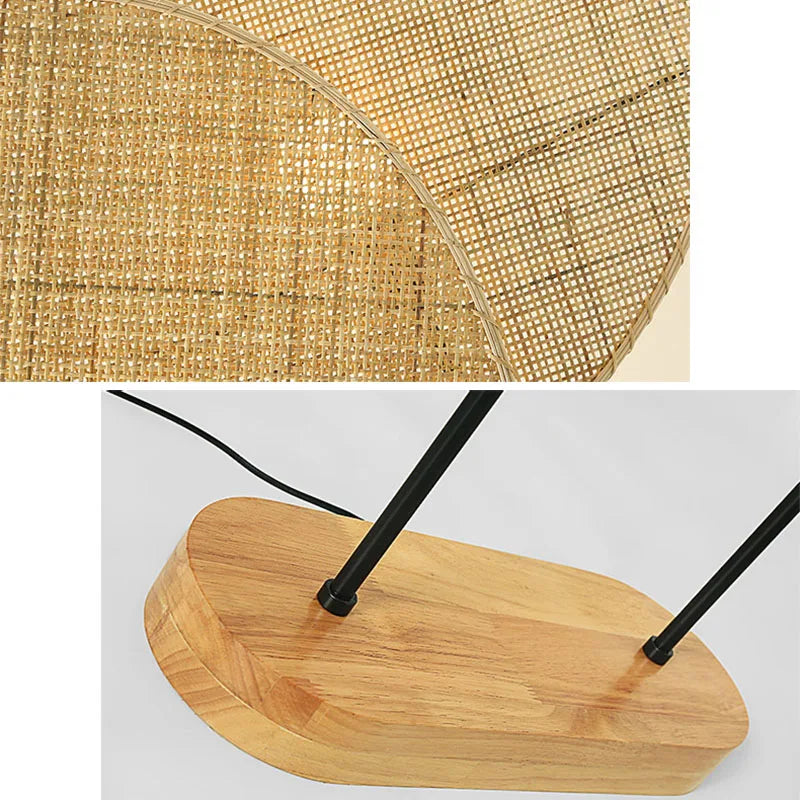 lampadaire en rotin tissé style asiatique pour intérieur moderne - vue 6 sur 14