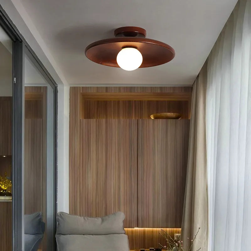 Plafonnier en bois Led nordique pour salon plafonnier en bois pour chambre à coucher salle à manger couloir balcon luminaire G9 - vue 6 sur 8