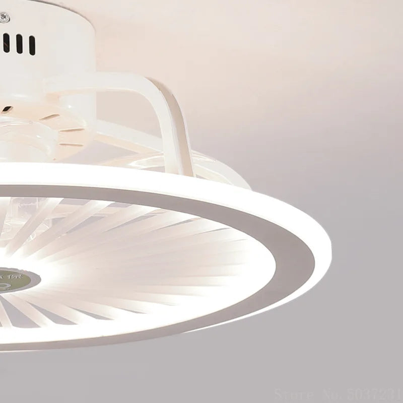 110V / 220V Nordic Simple Bedroom Ceiling Fan Lamp Invisible Restaurant Living Room Children's Room Intelligent Fan Home Decor - vue 5 sur 13