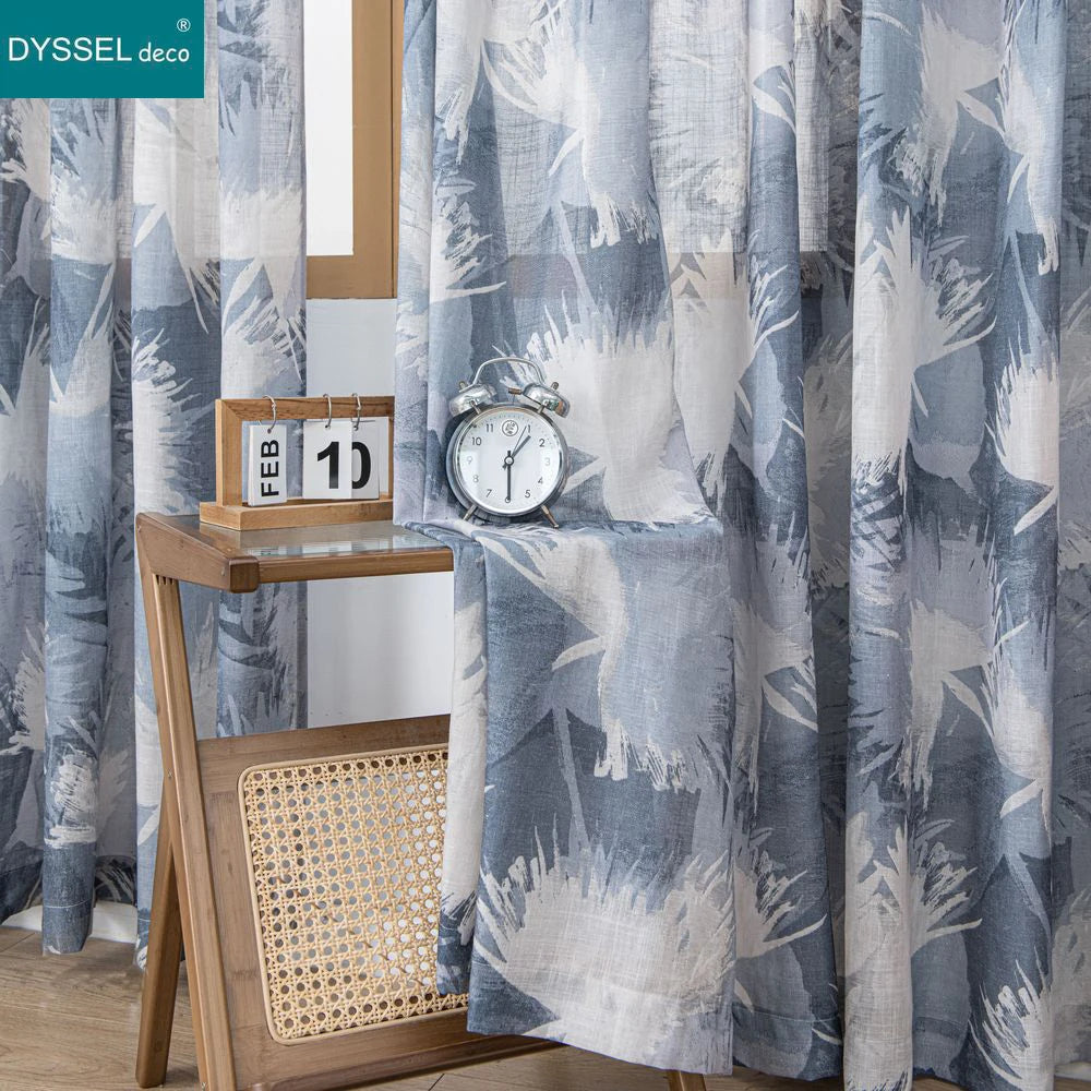 Rideau motif feuilles style naturel pour salon chambre - vue 7 sur 8