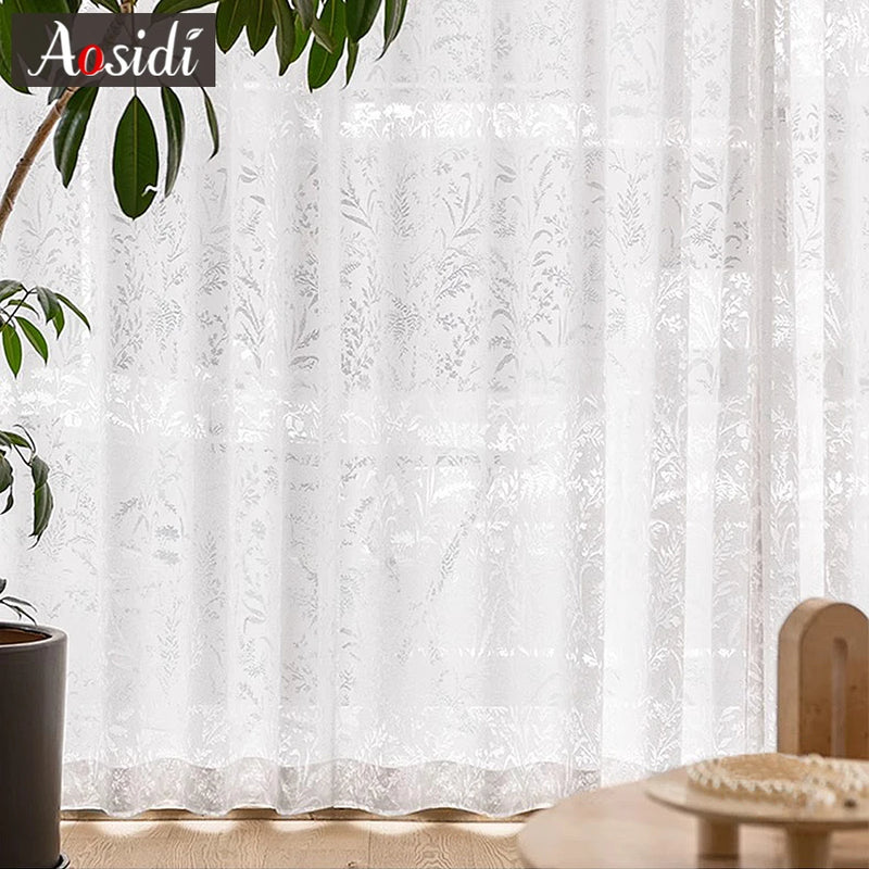 Voilage dentelle florale translucide rideau salon chambre moderne