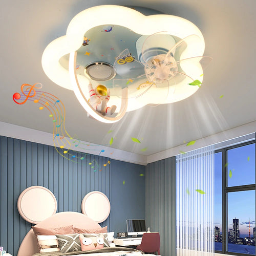 plafonnier led astronaute avec ventilateur et musique bluetooth