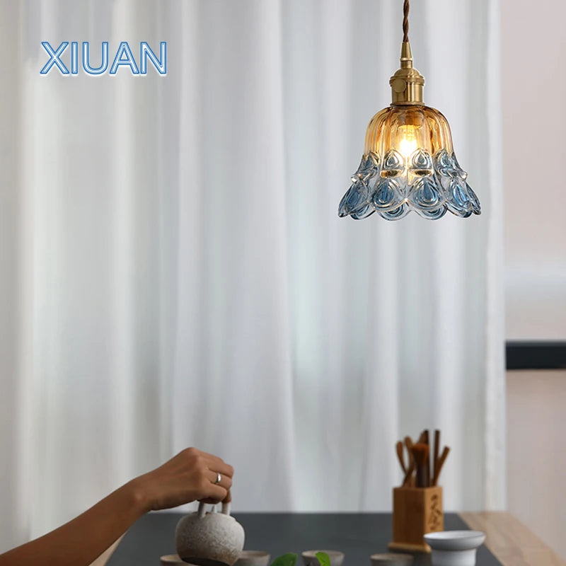 suspension en verre appliques chevet lumière suspendue - vue 4 sur 8
