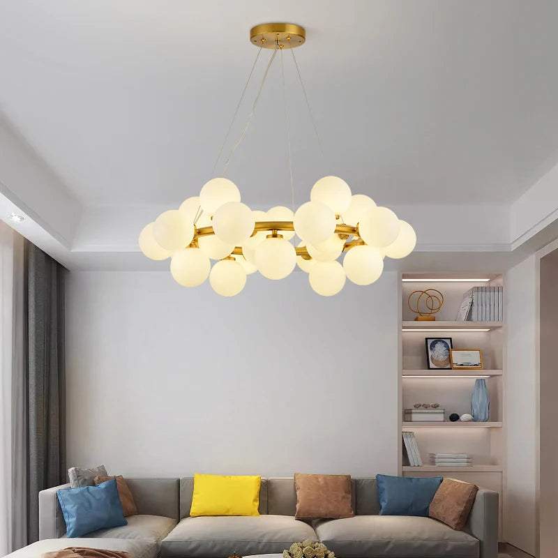 lustre nordique boule de verre led pour décor maison - vue 2 sur 15