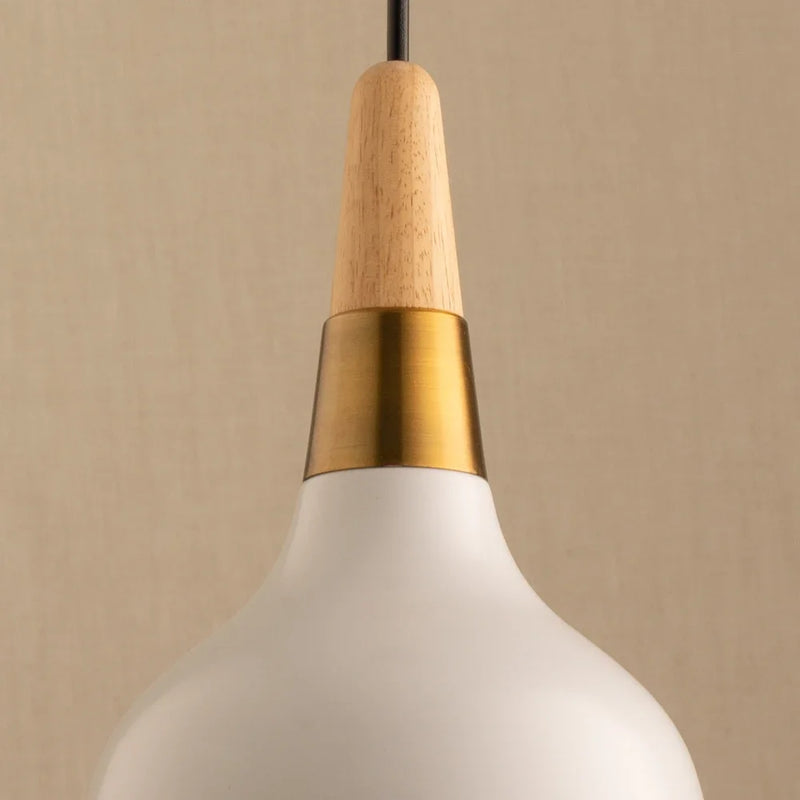 suspension led nordique en fil de fer forme macaron en bois