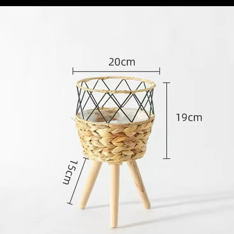 pot en bois tressé pour fleurs et rangement décoratif intérieur - vue 9 sur 10