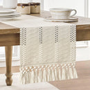 Chemin de table macramé ivoire bohème tissé salon
